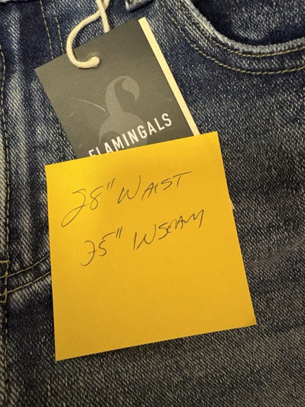 Flamingals Women High Waisted Cropped Jeans Denim Pants Raw Hem 28" Waist - Picture 3 of 3